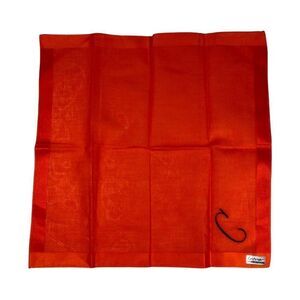 Vintage Lehner Red Handkerchief Embroidered Letter C Monogram Made Switzerland